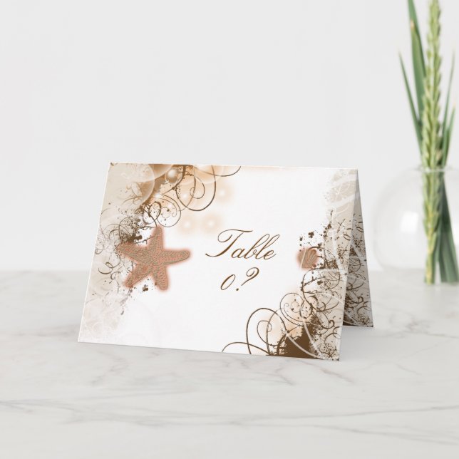 Beach wedding theme ~ table seating placement thank you card (Front)