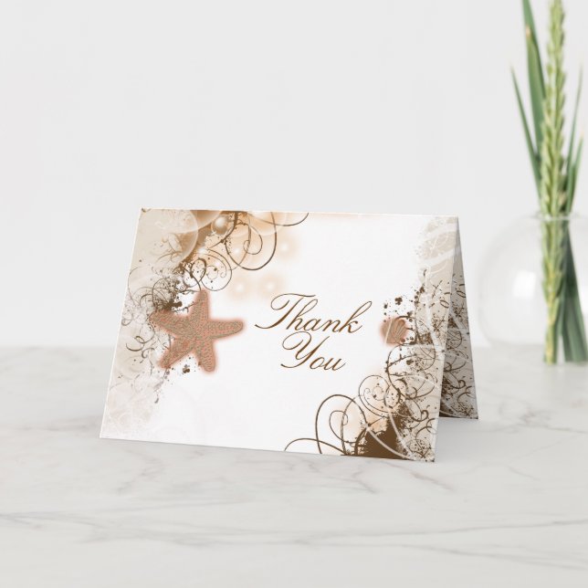 Beach wedding theme ~ thank you card (Front)