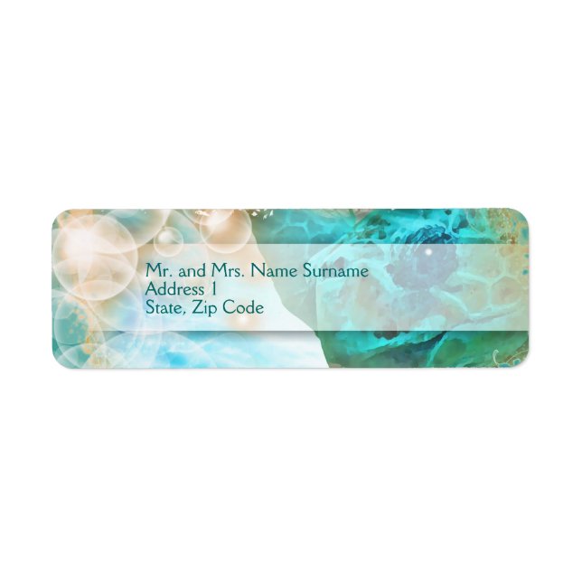 Beach wedding theme turtle blue address (Front)