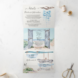 Beach Wedding Tri-Fold Invitation