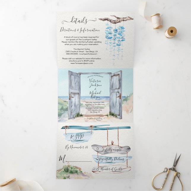 Beach Wedding Tri-Fold Invitation (Inside)