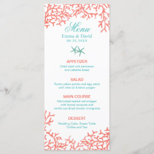 Beach Wedding Tropical Coral Reef Menu