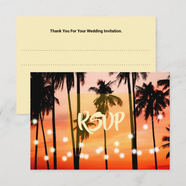 Beach Wedding  Tropical Destination RSVP Card (Front/Back)