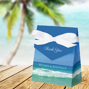 Beach Wedding Tropical Ocean Waves Modern Blue Favour Box