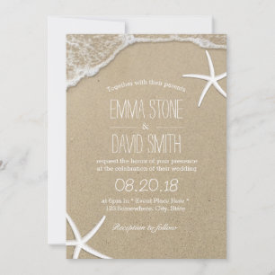 Beach Wedding Tropical Starfish & Waves Invitation