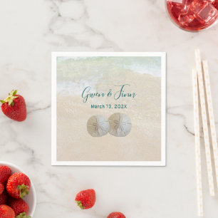 Beach Wedding Two Sand Dollars  Napkin