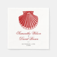 Beach Wedding Vintage Scallop Shell Red