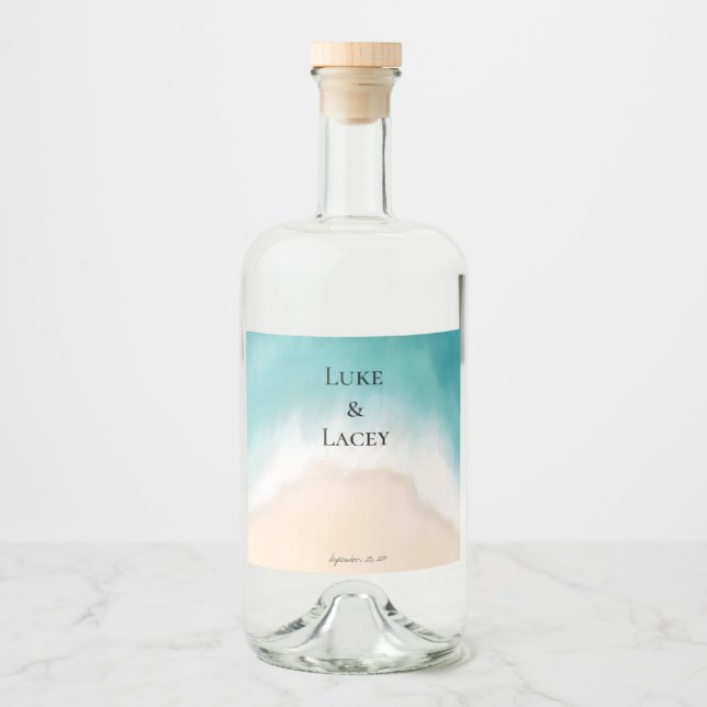beach wedding watercolor labels (Front)
