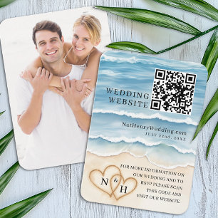 Beach Wedding Website QR Code Enclosure Card