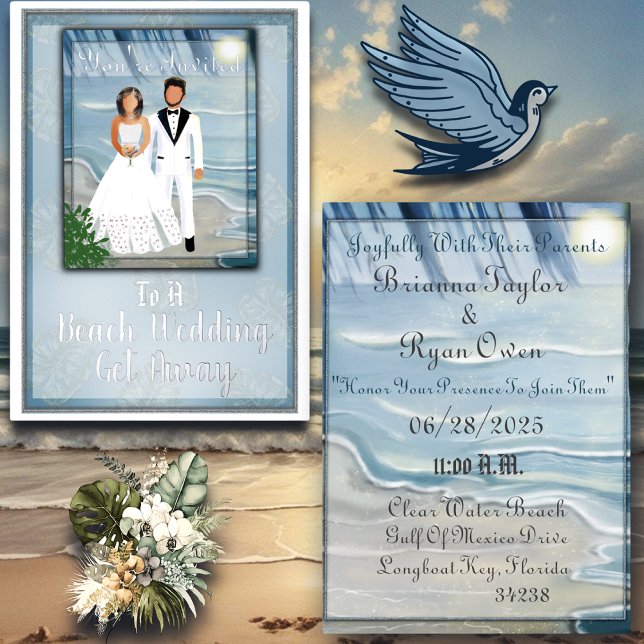 Beach Wedding Wedding Get Away (You can personalize these invitations.)