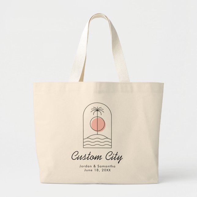 Beach Wedding Welcome Bag Personalised Large Tote (Front)