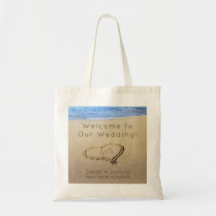 Beach Wedding Welcome Bag - Sand Heart Initials