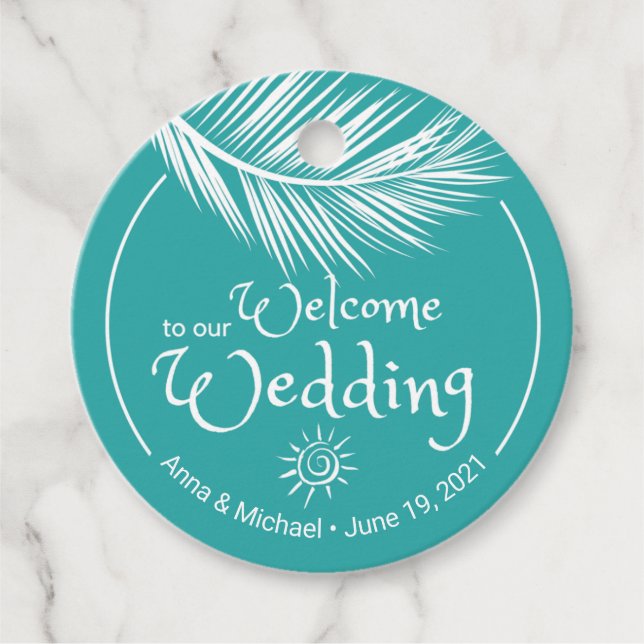 Beach wedding welcome bag tag (Front)