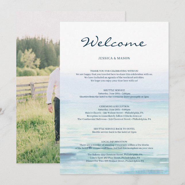 Beach Wedding Welcome Itinerary Letter Programme (Front/Back)