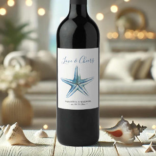 Beach Wedding Wine Labels Watercolor Starfish