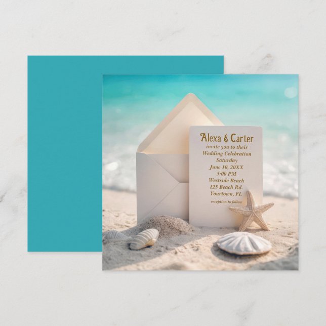 Beach Wedding With Sand Dollar Save The Date (Front/Back)