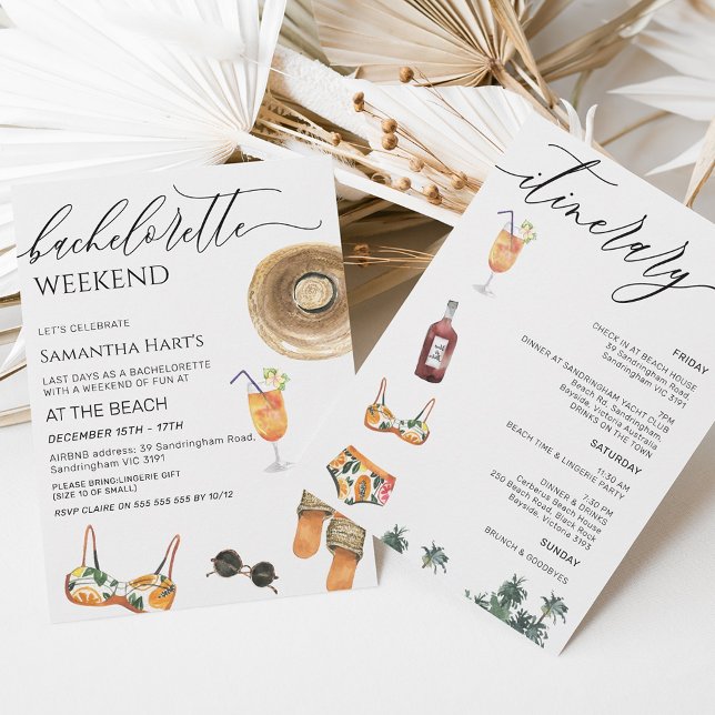 Beach Weekend Away Bachelorette Bridal Shower Invitation (Creator Uploaded)