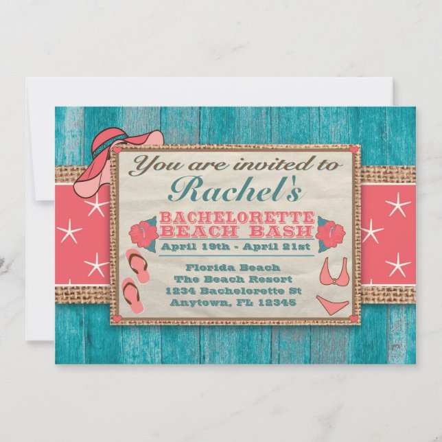 Beach Weekend Getaway Bachelorette Invitation 5day (Front)