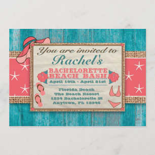 Beach Weekend Getaway Bachelorette Invitation 5day