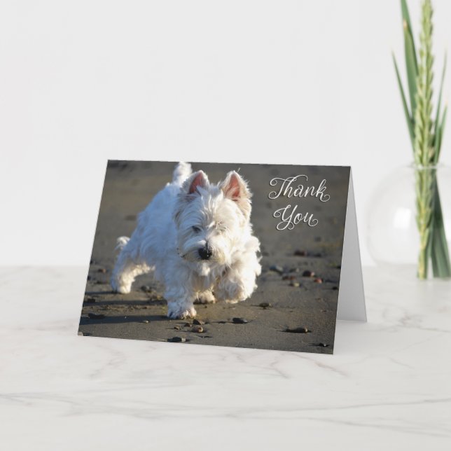 Beach Westie Photo Thank You Card (Front)