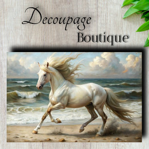 Beach White Horse Decoupage Tissue Paper