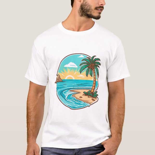 Beach  white mens T-Shirt (Front)