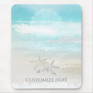 Beach White Starfish Elegant Summer Chic Tropical Mouse Mat