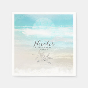 Beach White Starfish Elegant Summer Reception Napkin