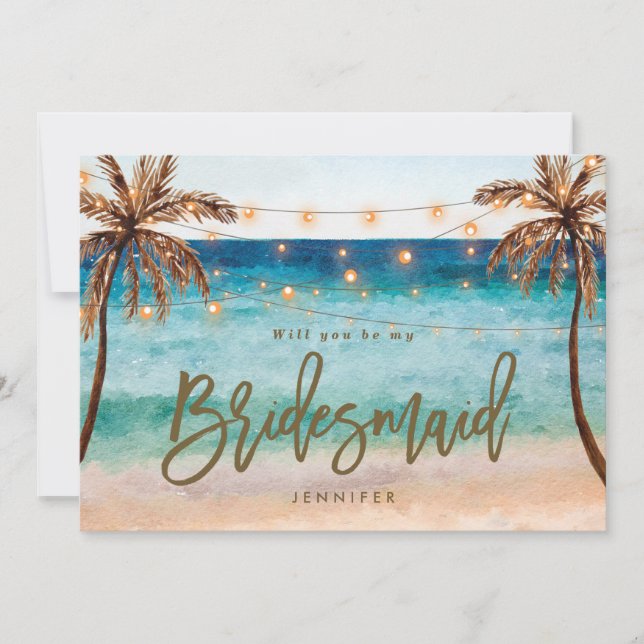 beach will you be my bridesmaid proposal card (Front)