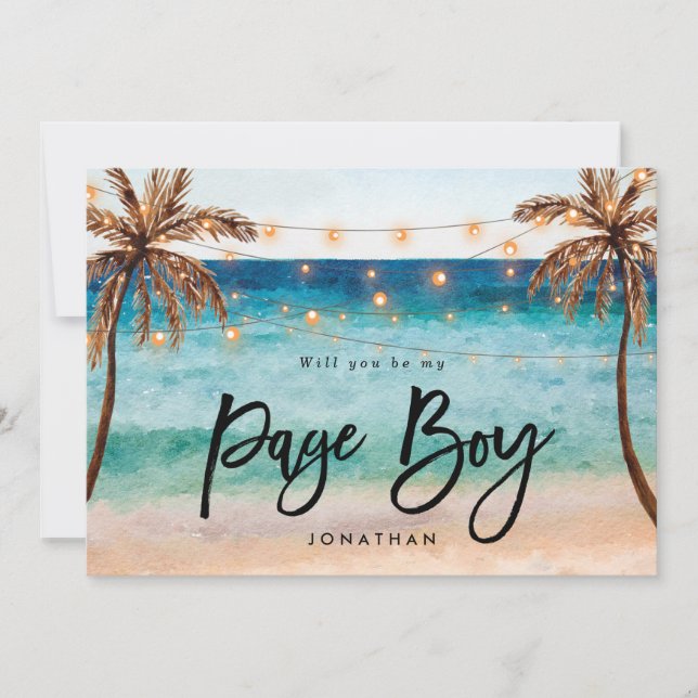 beach will you be my page boy proposal card (Front)