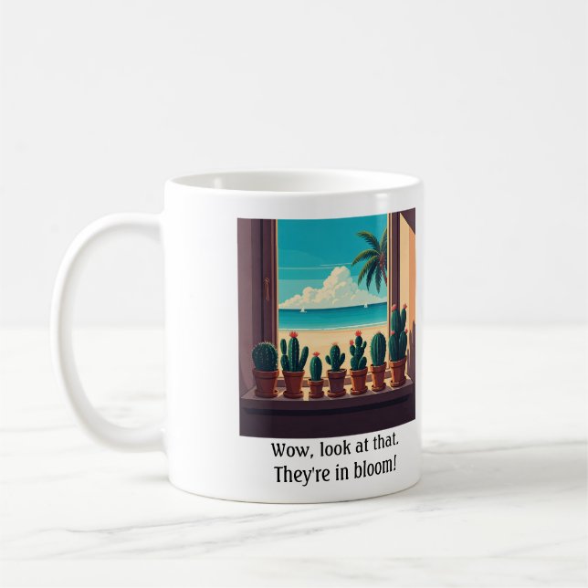 Beach window sill cactus mug (Left)
