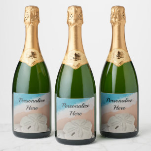 Beach Wishes Seashells Sparkling Wine Label
