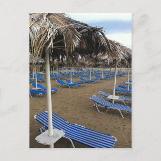 Beach with beds postcard