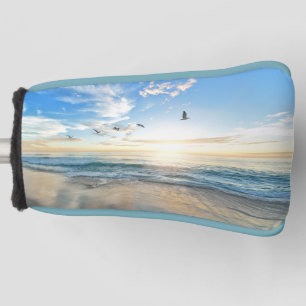 Beach with birds flying over the water Putter Golf Head Cover