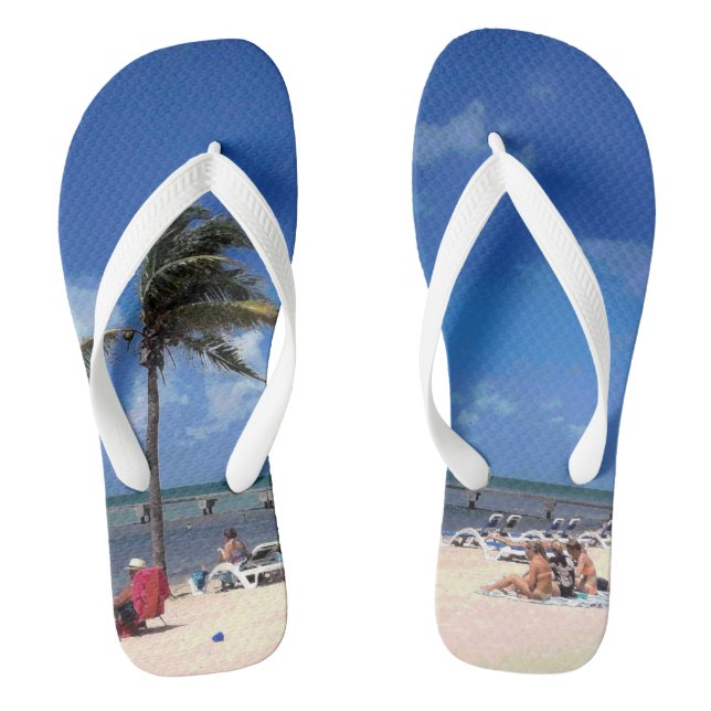 Beach with Coconut Palm Flip Flops (Footbed)