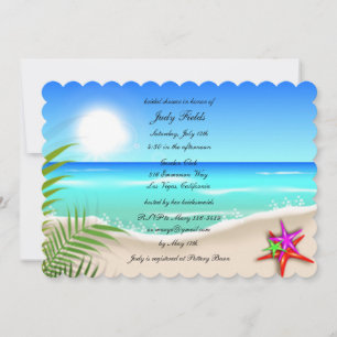 Beach With Colourful Starfish Bridal Shower Invite