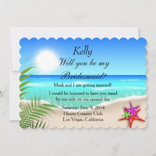 Beach With Colourful Starfish Bridesmaid Card