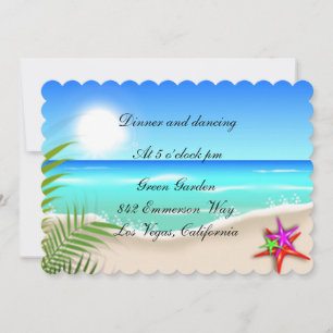 Beach With Colourful Starfish Reception Card