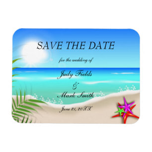 Beach With Colourful Starfish Save The Date Magnet