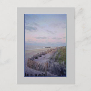 'Beach with Fence and Dunes at Dawn' Postcard