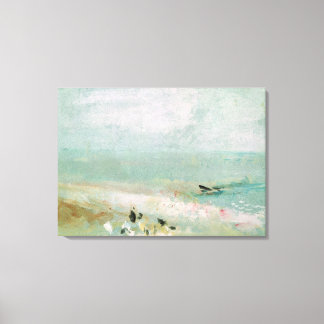 Beach with figures and a jetty. c.1830 canvas print