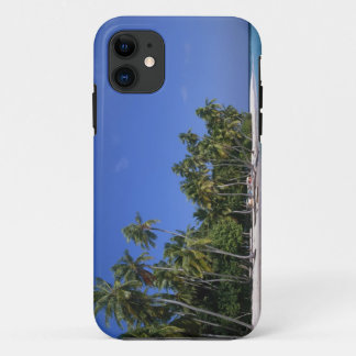 Beach with palm trees, Maldives iPhone 11 Case