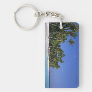 Beach with palm trees, Maldives Key Ring