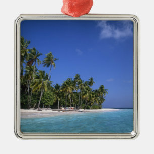 Beach with palm trees, Maldives Metal Tree Decoration