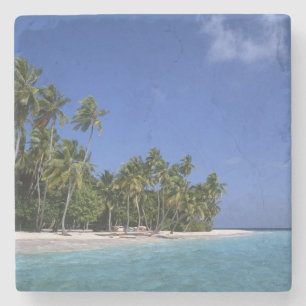 Beach with palm trees, Maldives Stone Coaster