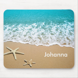 Beach With Starfish on Sand Mouse Mat