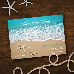 Beach With Starfish Save the Date Card