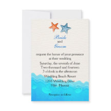 Beach With Starfish Wedding Invitation