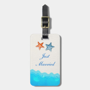 Beach With Starfish Wedding Just Married Luggage Tag