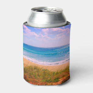 Beach with Turquoise Blue Sea Can Cooler